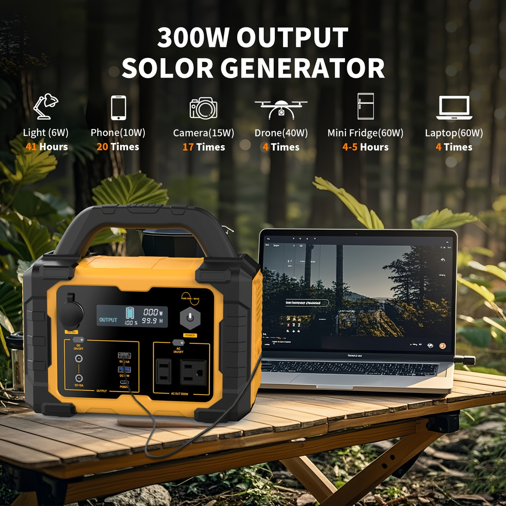 Portable Power Station 294Wh 300W with 600W Peak, Eight Outputs, AC, DC, USB-C and LED Light — image 5
