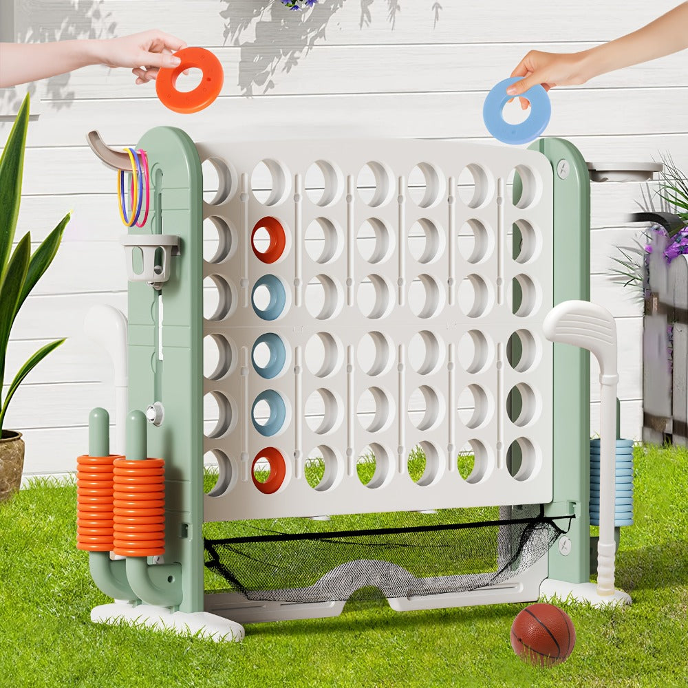 4-in-1 Giant Connect Four Game Set for Kids & Adults, Adjustable Height with Basketball Hoop, Golf Putting — image 2