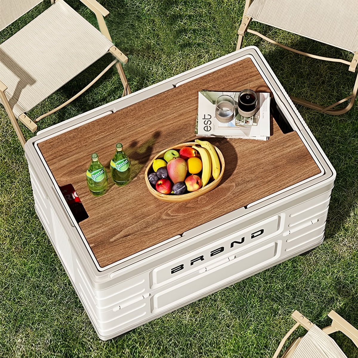 Collapsible Storage Bin with Lid and Handle 7.93Gal Foldable Plastic Crate Stackable Portable Tote Box for Camping Fishing Ca