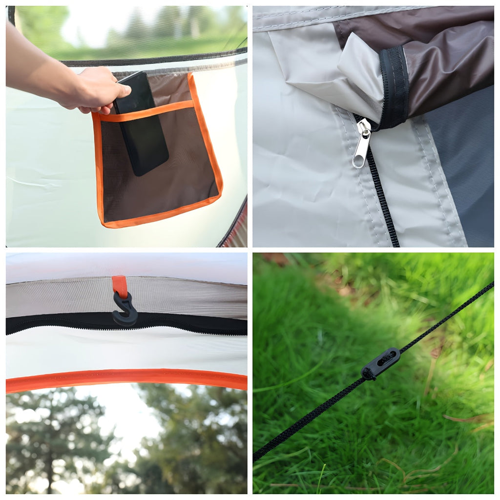 Camping Tent 4-Person Pop-Up with PU 2000mm Fabrics, 4.5mm Fiberglass Rods and Anchoring Kit — image 4