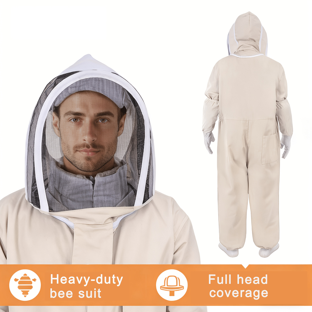 Full Body Bee Suit 3-Layer Breathable Veil Hood Gloves Filter Screen for Garden, Patio and Yard Use — image 9