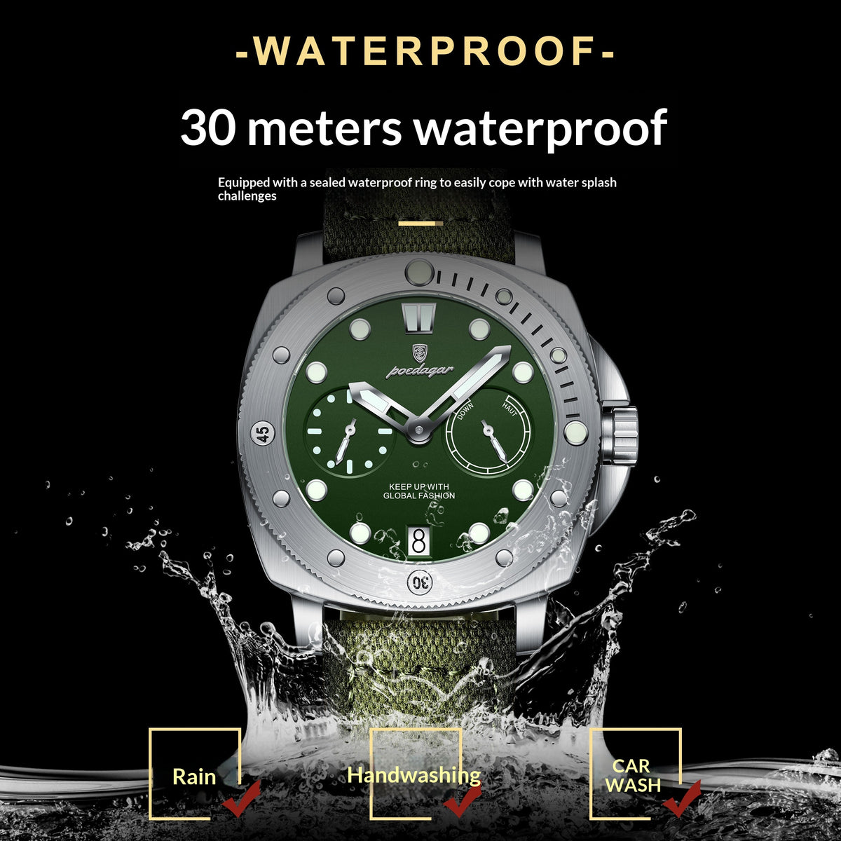 Stylish Multifunctional Waterproof Casual Trendy Luminous Mens Quartz Watch