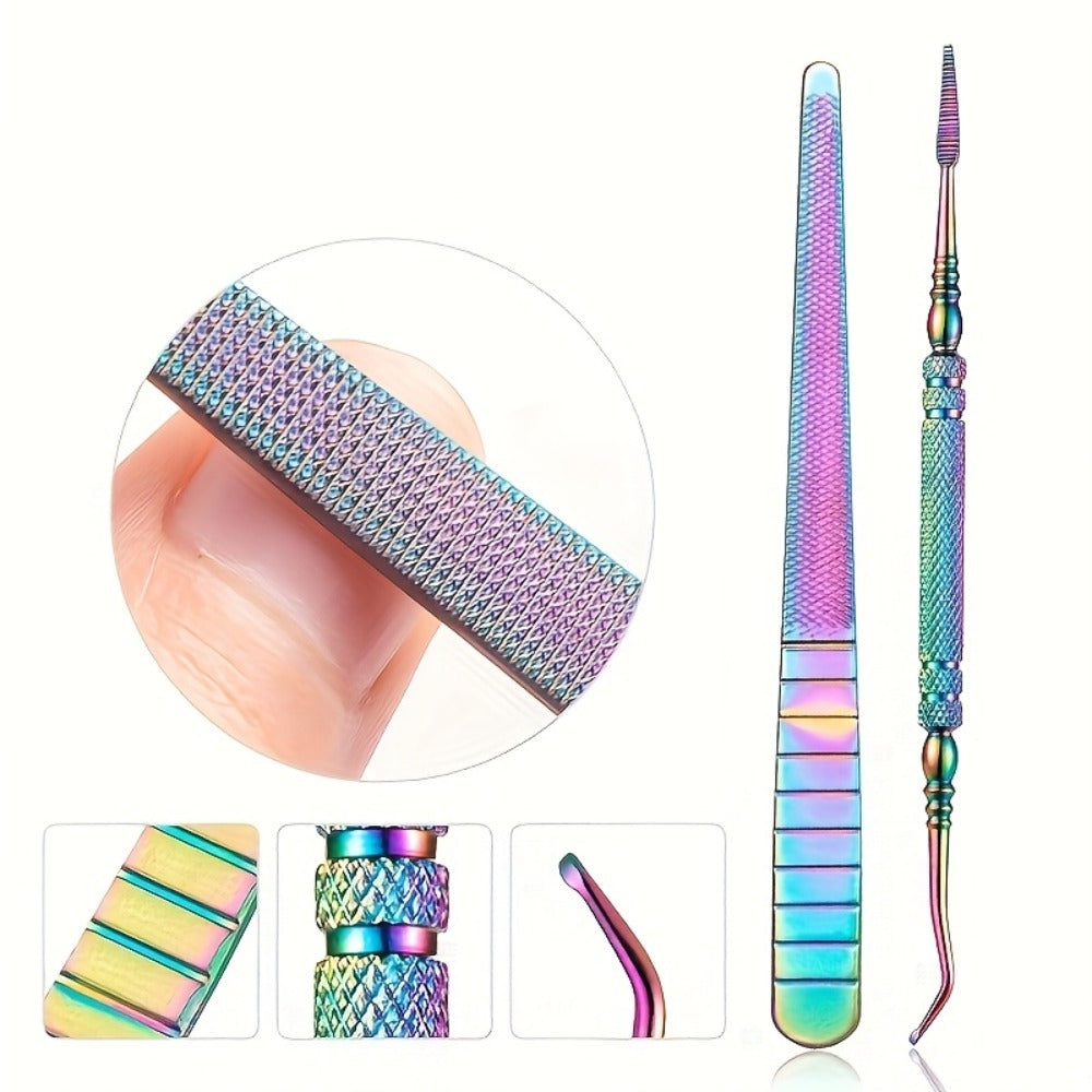 Nail Tech Kit 15pcs Professional Stainless Steel – Cuticle Nipper & Pusher Nail File Gel Polish Remover Complete Manicure Ped