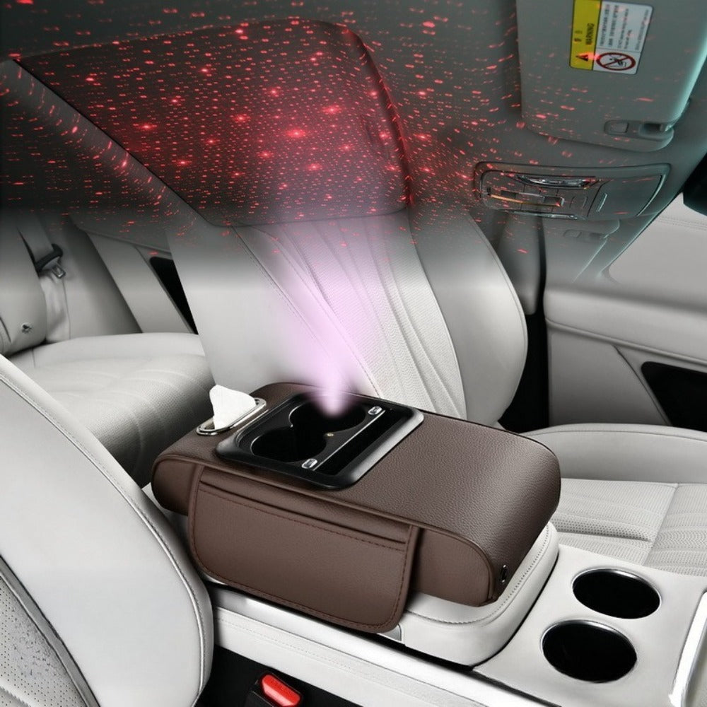 Car Armrest Box Cover Starry Sky Memory Foam Center Console Pad with Type-C USB Charging Port & Storage Pockets — image 10