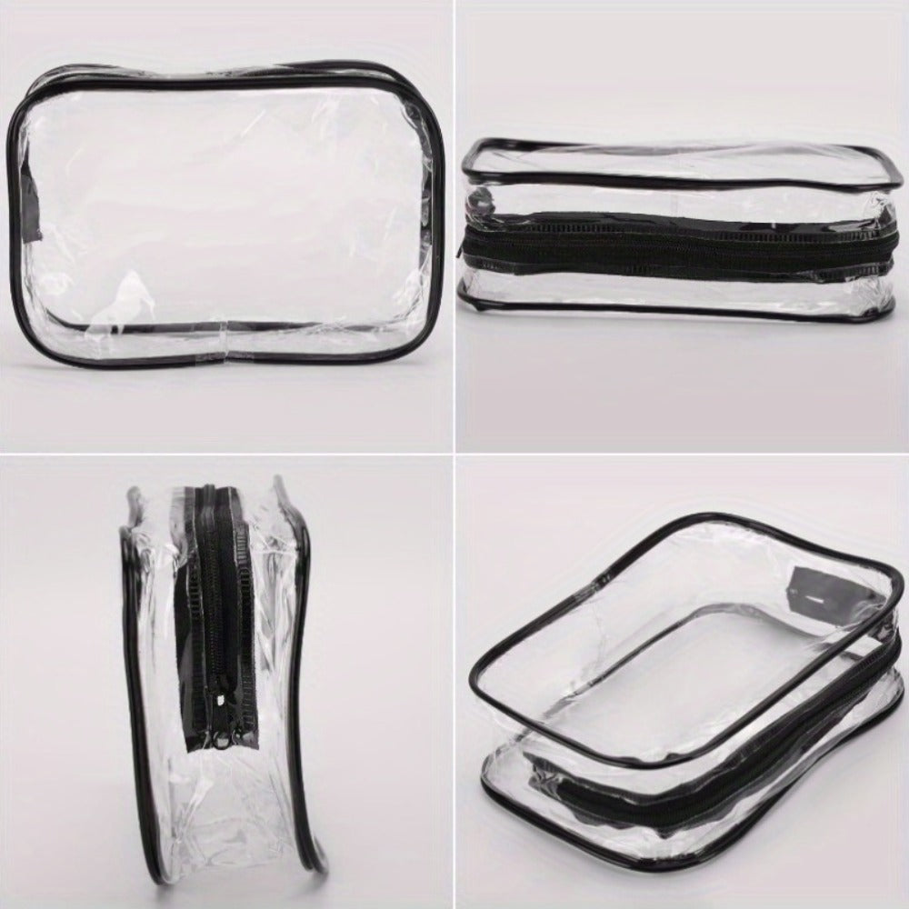 Clear PVC Makeup Bag Set 10 Pcs Transparent Waterproof Cosmetic Bags Reinforced Zipper TSA Approved Travel Toiletry Organizer