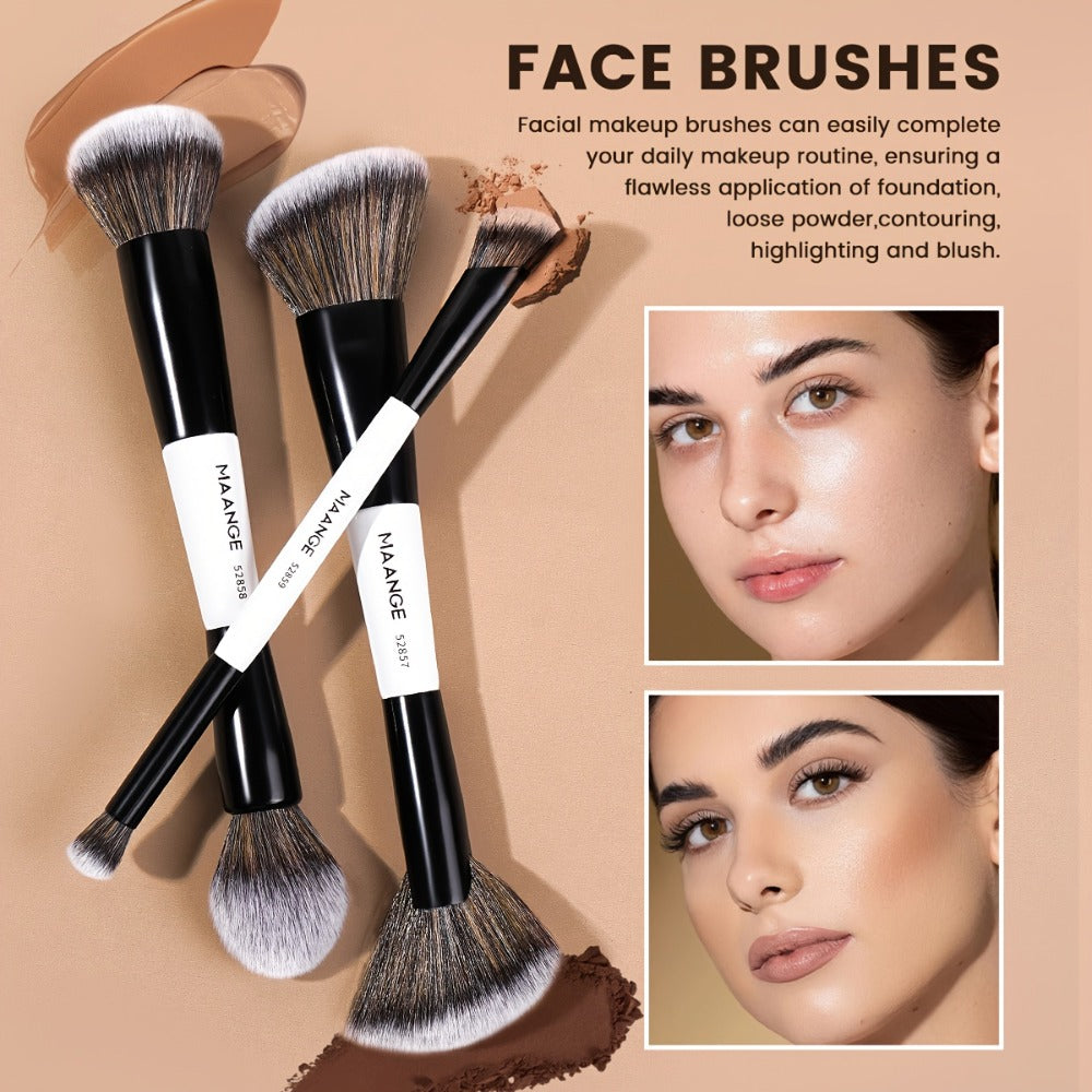 Makeup Brush Set, 10-Piece Double-Ended Nylon Bristle Collection with Cosmetic Bag and Three Color Options — image 7