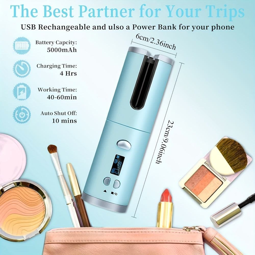 USB-Rechargeable Automatic Curling Chamber with Six Heat Settings, LCD Timer and Four Color Options — image 7