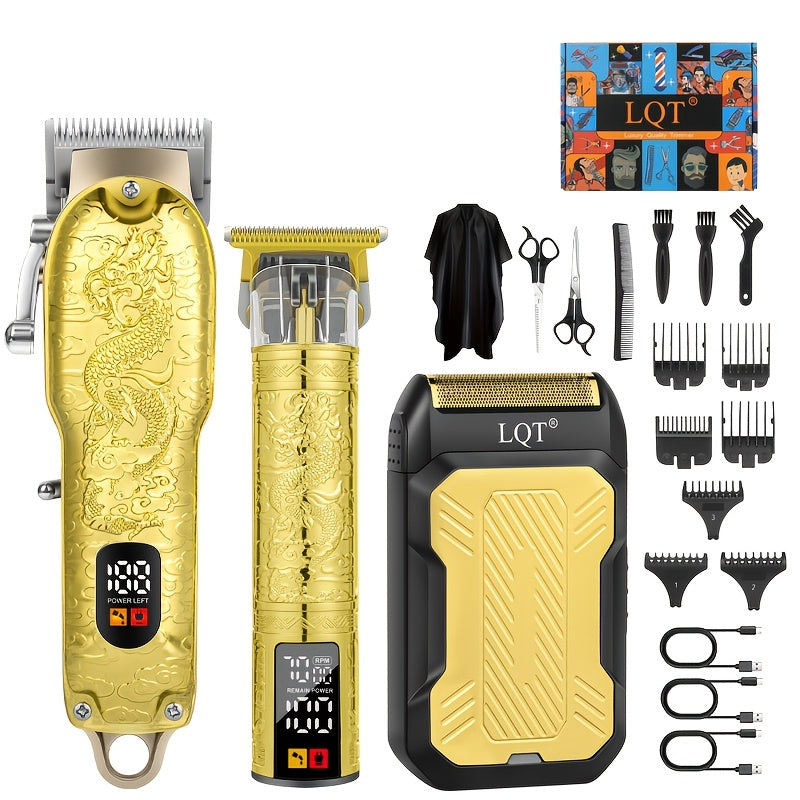 Hair Clippers & Trimmers LQT Golden Dragon Three-Piece Set with LCD Displays, USB Cables and Gift Box — image 14