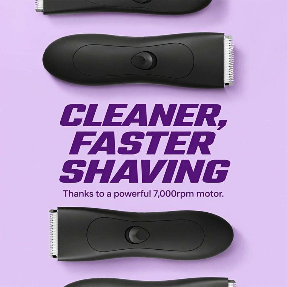Ceramic-Blade Body Hair Trimmer with IPX6 Rating, Two Guide Combs and Black or Purple Options — image 5