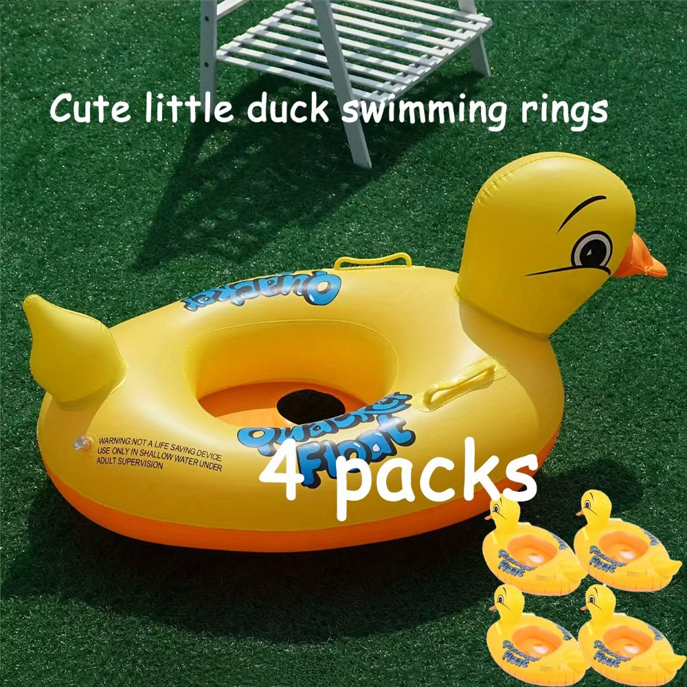 Pool Float Duck-Shaped Ring with Two Built-In Handles and One, Two or Four-Piece Pack Selections — image 5