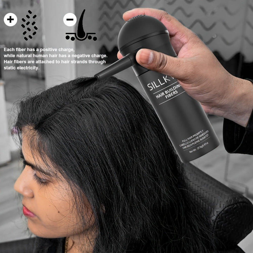 Hair Fibers Spray Applicator Kit Instant Thickness for Thinning Hair & Bald Spots SILLKVA for Makeup, Travel and Everyday Van