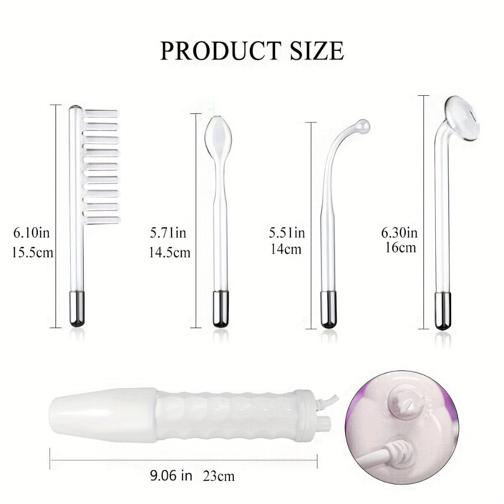 High Frequency Facial Massager 4-in-1 Skin Care Stick Portable Home Use Acne Treatment Rejuvenation Beauty for Home or Salon 