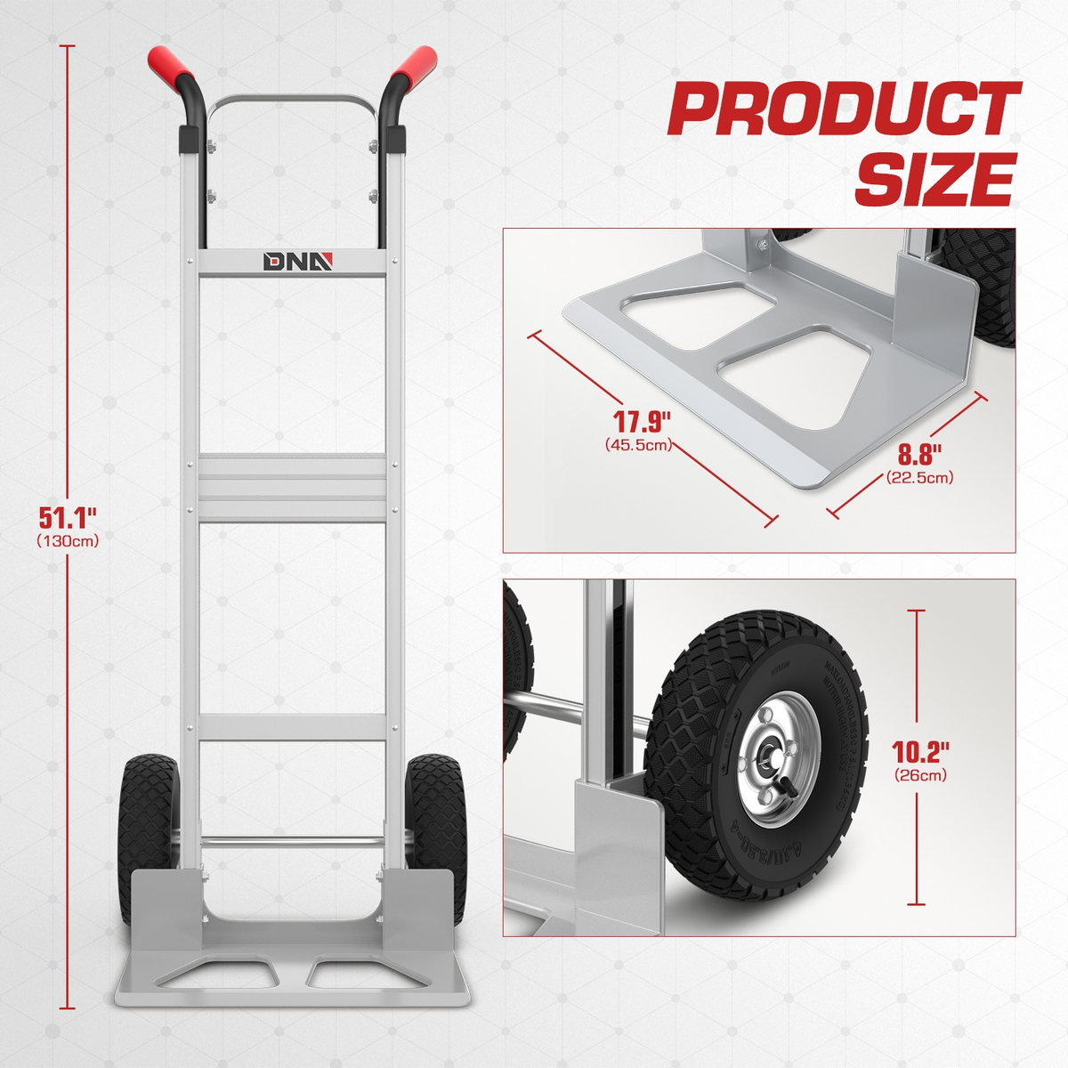 Upright Aluminum Hand Truck with Folding Toe Plate, 10-Inch Pneumatic Tires and 550 lb Load Label — image 9
