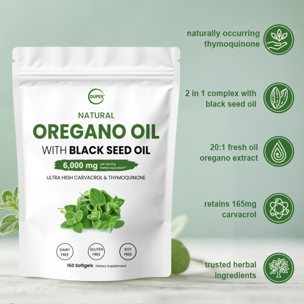Dietary Supplement Oregano Oil and Black Seed Oil Softgels with Carvacrol and Thymoquinone, 150 Count — image 4