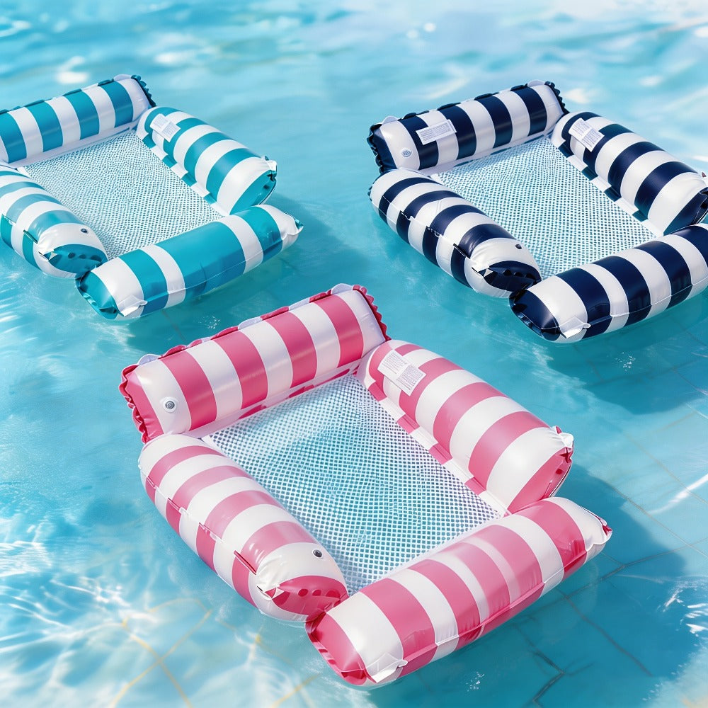 Striped Mesh Pool Float Chair Set, 110cm Size in Blue, Dark Blue, Pink or Mixed Two- and Three-Piece Options — image 10