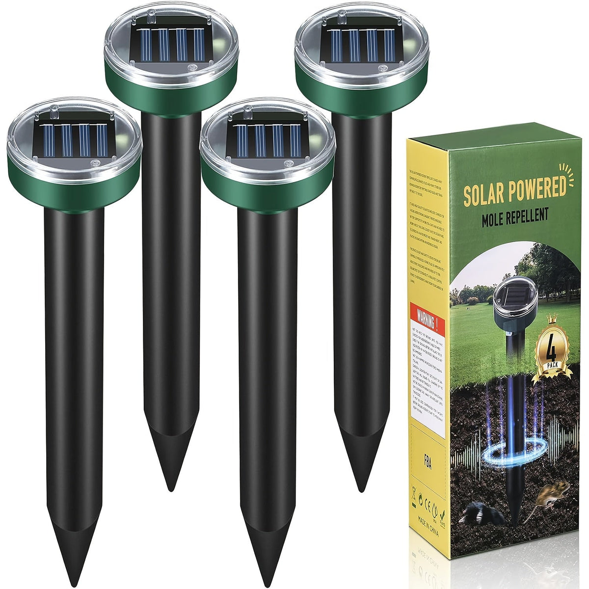 Solar Ultrasonic Pest Repeller Outdoor Rodent Stake for Yard Garden Farm Mole Snake Skunk Dog Device 2/4/6/10 Pack — image 6
