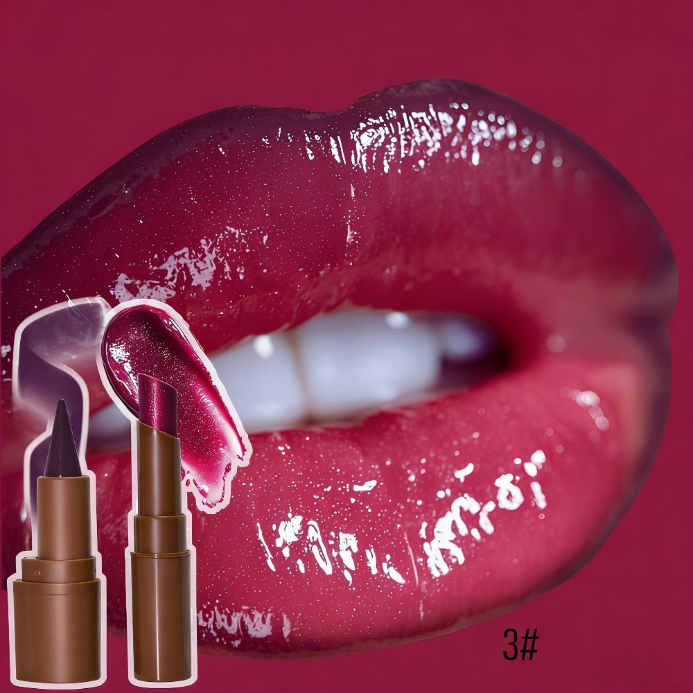 Metallic Lipstick & Lip Liner Pen Set for Women, 3D Full Lip Shape High-Shine Glossy Finish, Smudge-Proof All-Day Wear — imag