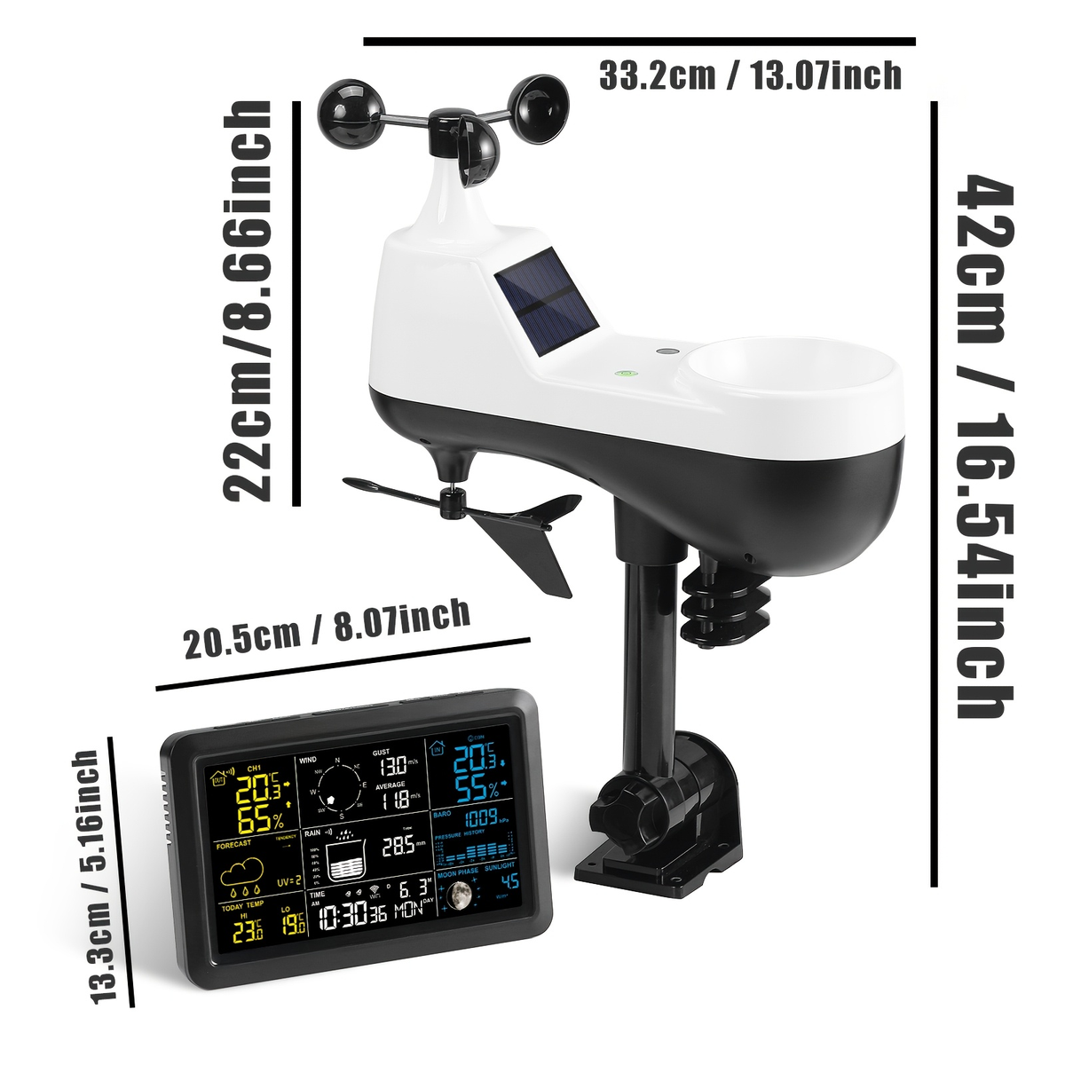WiFi Weather Station | 7-in-1 Rain Gauge Wind Speed App Forecast — image 19