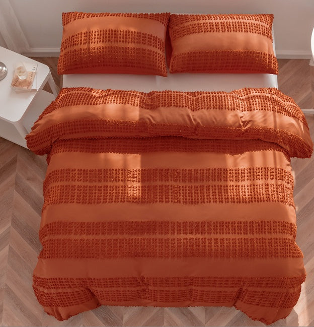 Home Textile Quilt Cover Three-piece Bedding Set Solid Color Cut Flower Quilt Cover Set