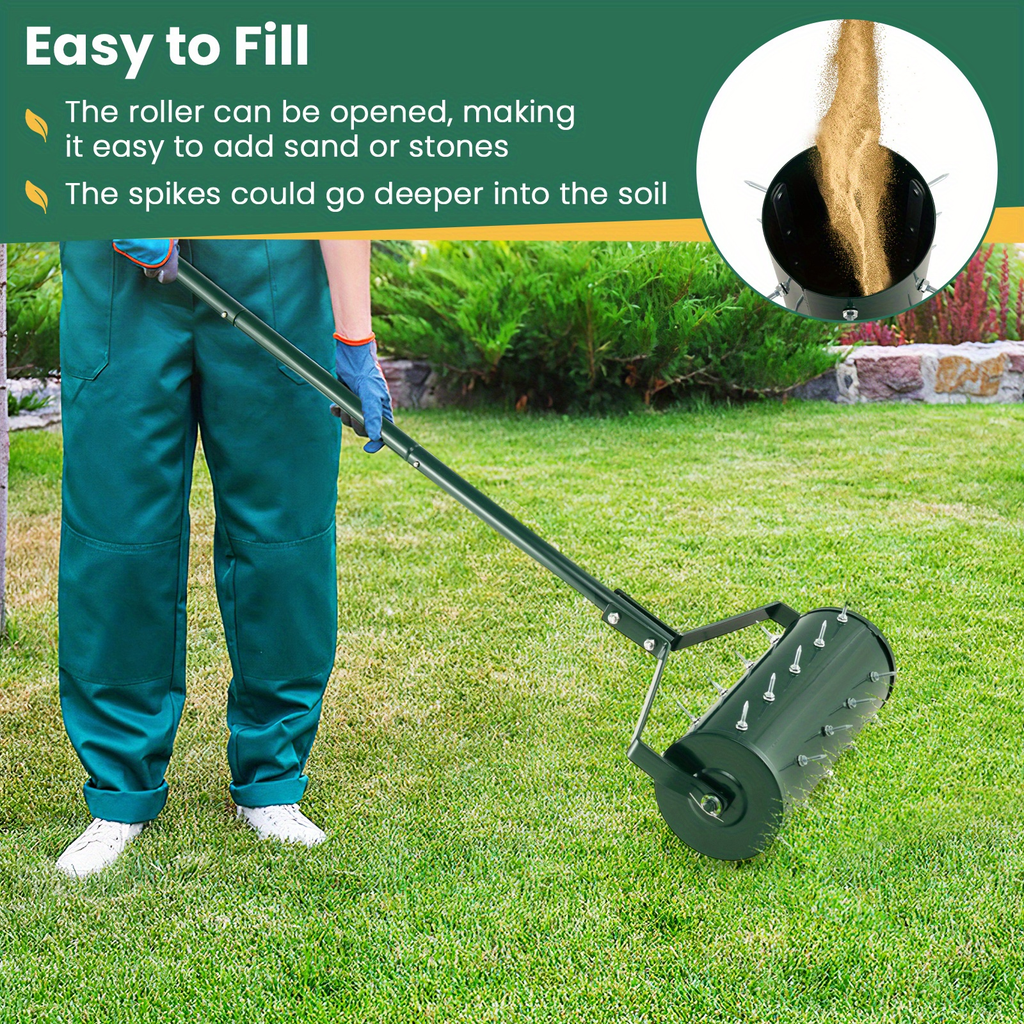 Rotary Lawn Aerator 18" Spike Drum with 27 Galvanized Steel Spikes, Fillable with Sand or Stone — image 8