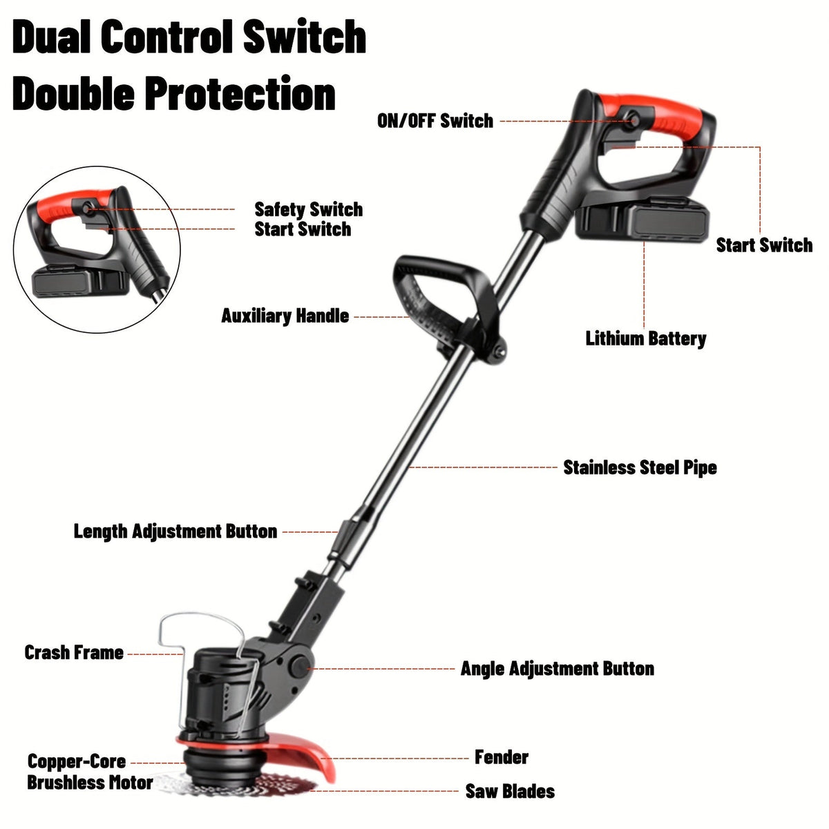 Cordless Electric Weed Wacker, Handheld Lawn Trimmer Garden Yard for Garden, Patio and Yard Use — image 5