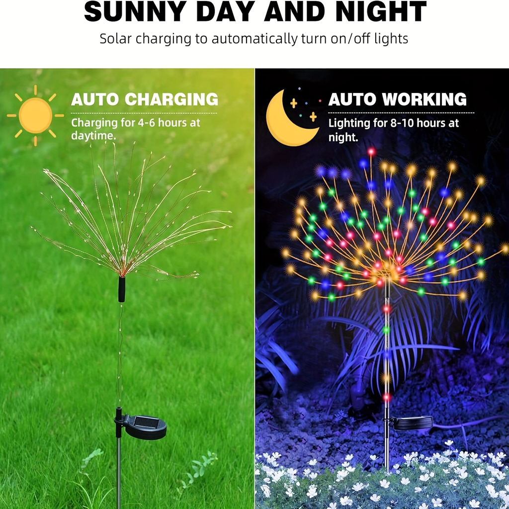 Solar Garden Lights 4-Pack Firework Stakes with 8 Modes in Warm White or Multicolor and Hanging Option — image 9