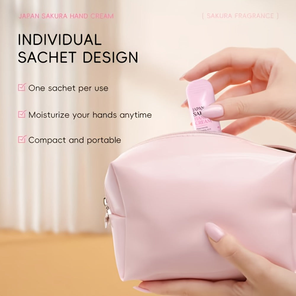 Twenty-Piece Pink Sakura-Print Mini Hand Cream Set with Individual 3-Gram Travel Sachet Tubes — image 4