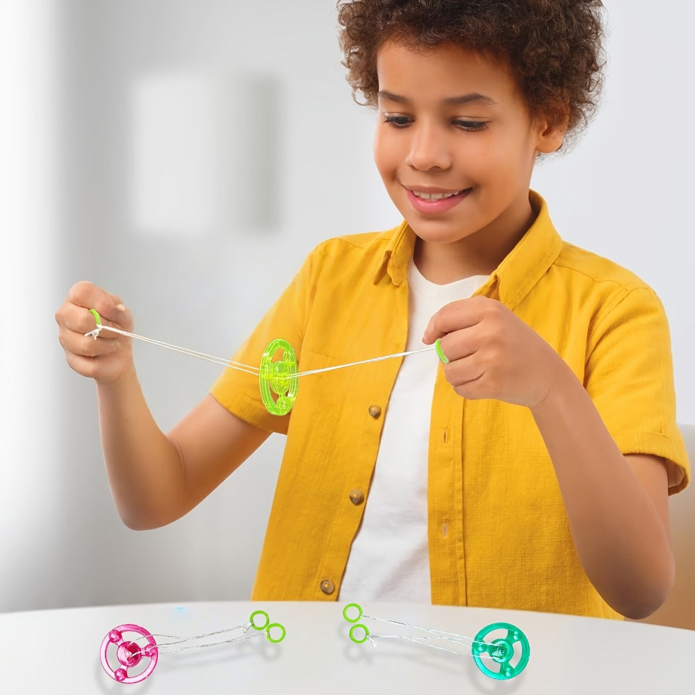 Thirty Pull-String Flywheel Spinner Toys with Four Assorted Colors and Pictured 7cm Wheel Diameter — image 7