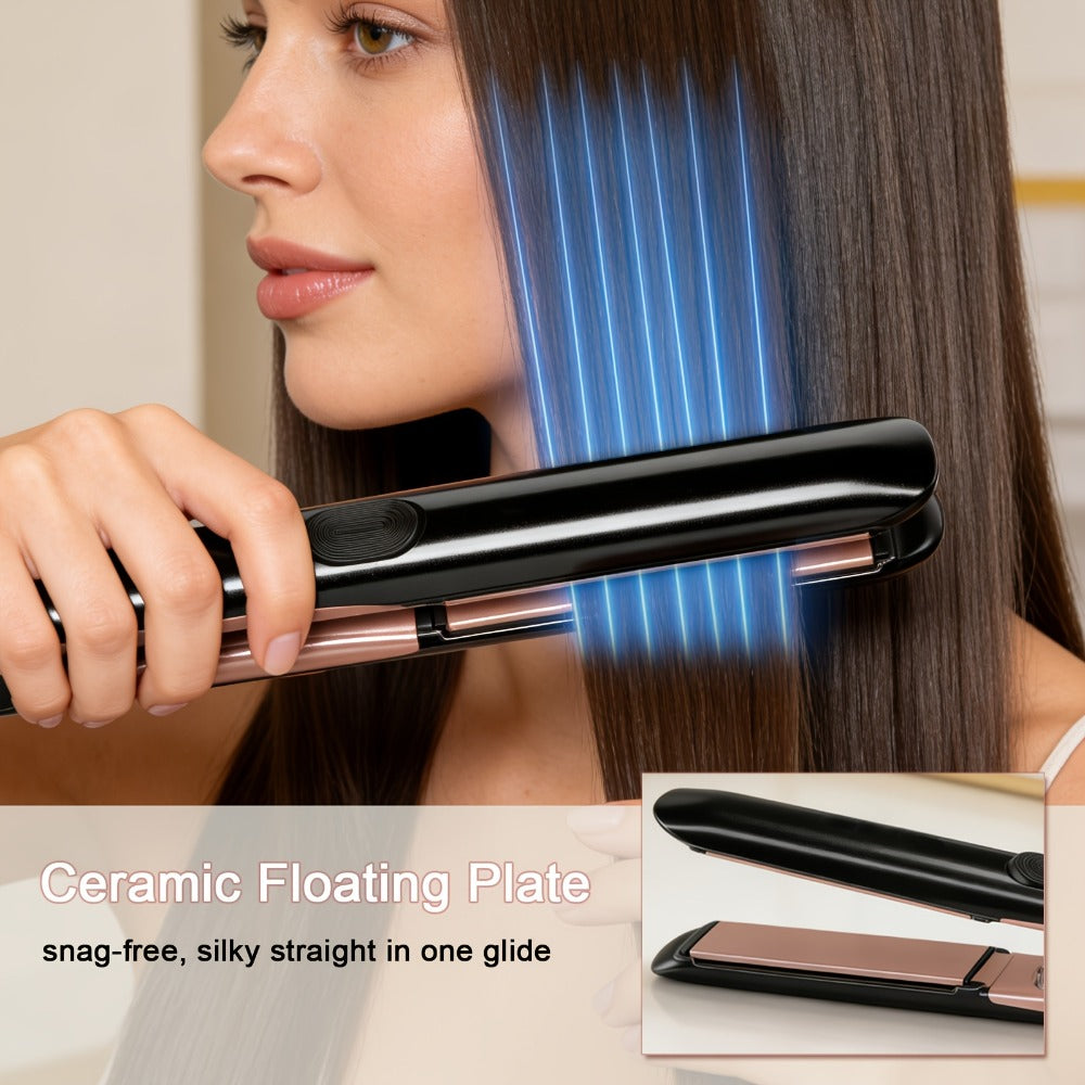 Ceramic Ionic Flat Iron Hair Straightener & Curler 2-in-1 Plasma Anti-Static 260°C 500°F LCD, for Home, Travel and Salon Hair