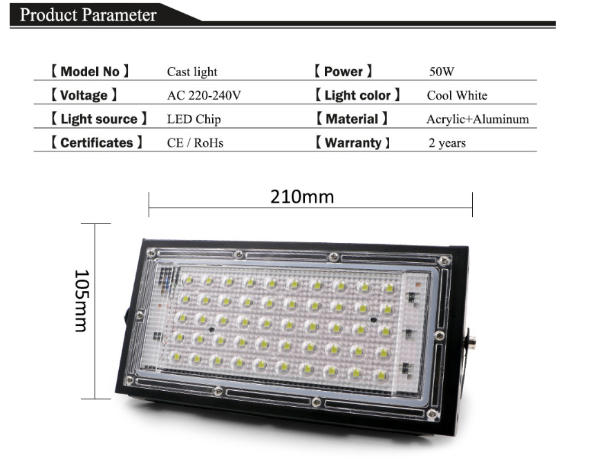 50W LED Flood Light LED street Lamp waterproof Spotlight Landscape Lighting Led spotlight