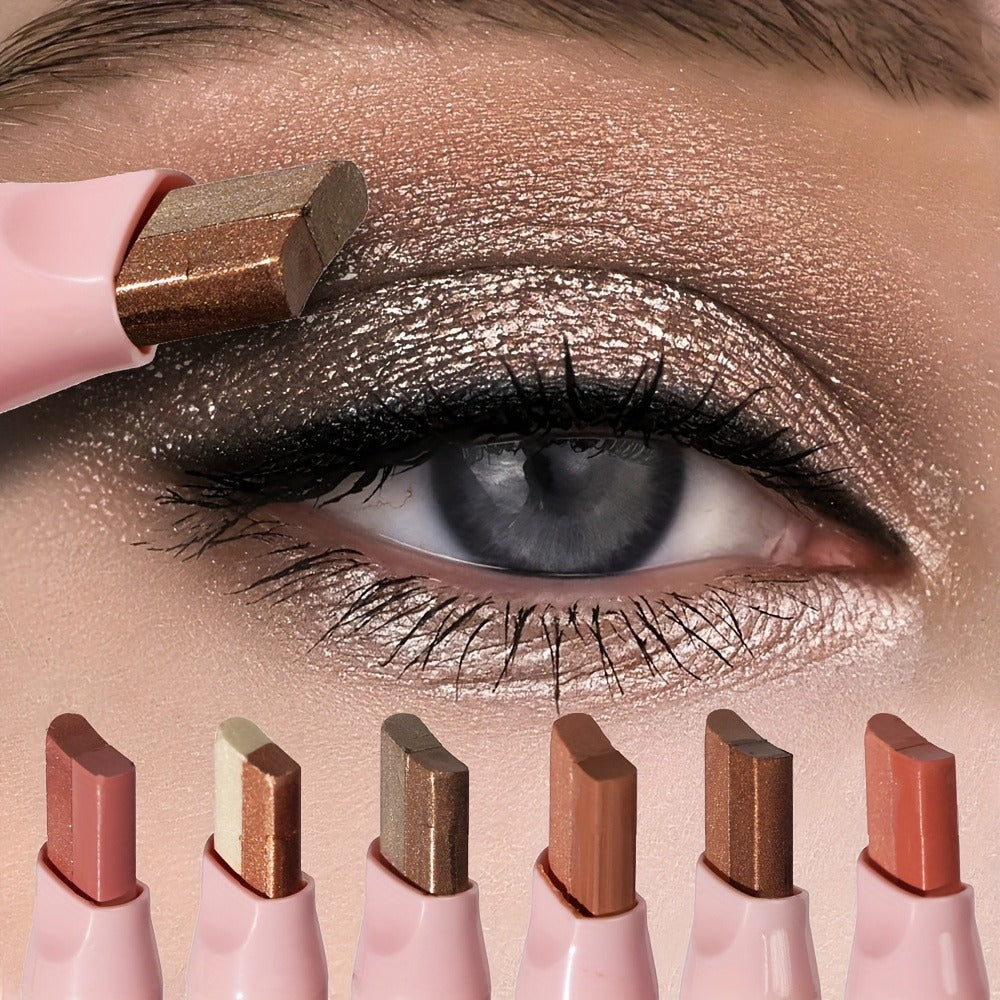 Dual-Color Eyeshadow Stick Set 6pcs Waterproof Two-Tone Eye Shadow Pencil, Smudge-Proof, Non-Fading — image 4