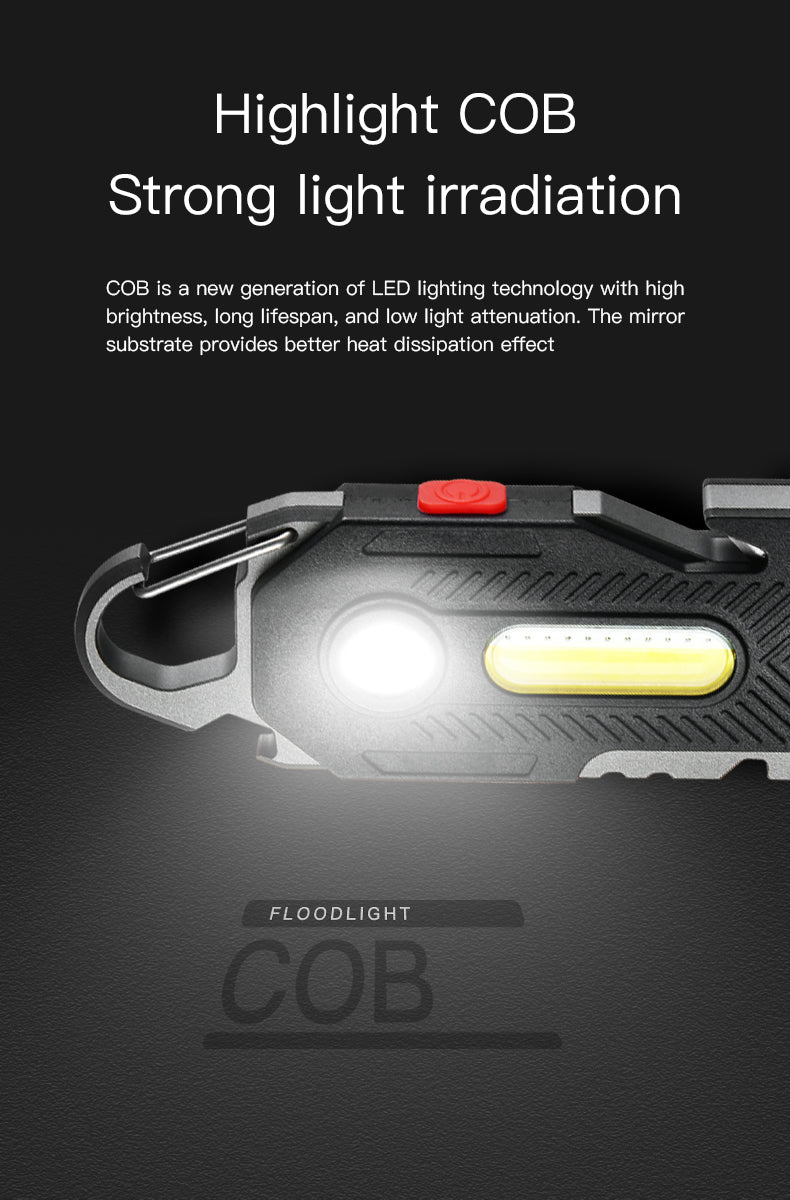Multifunctional Charging Emergency Light Convenient Keychain Work Light COB High Brightness Maintenance Light Outdoor Camping LED Light