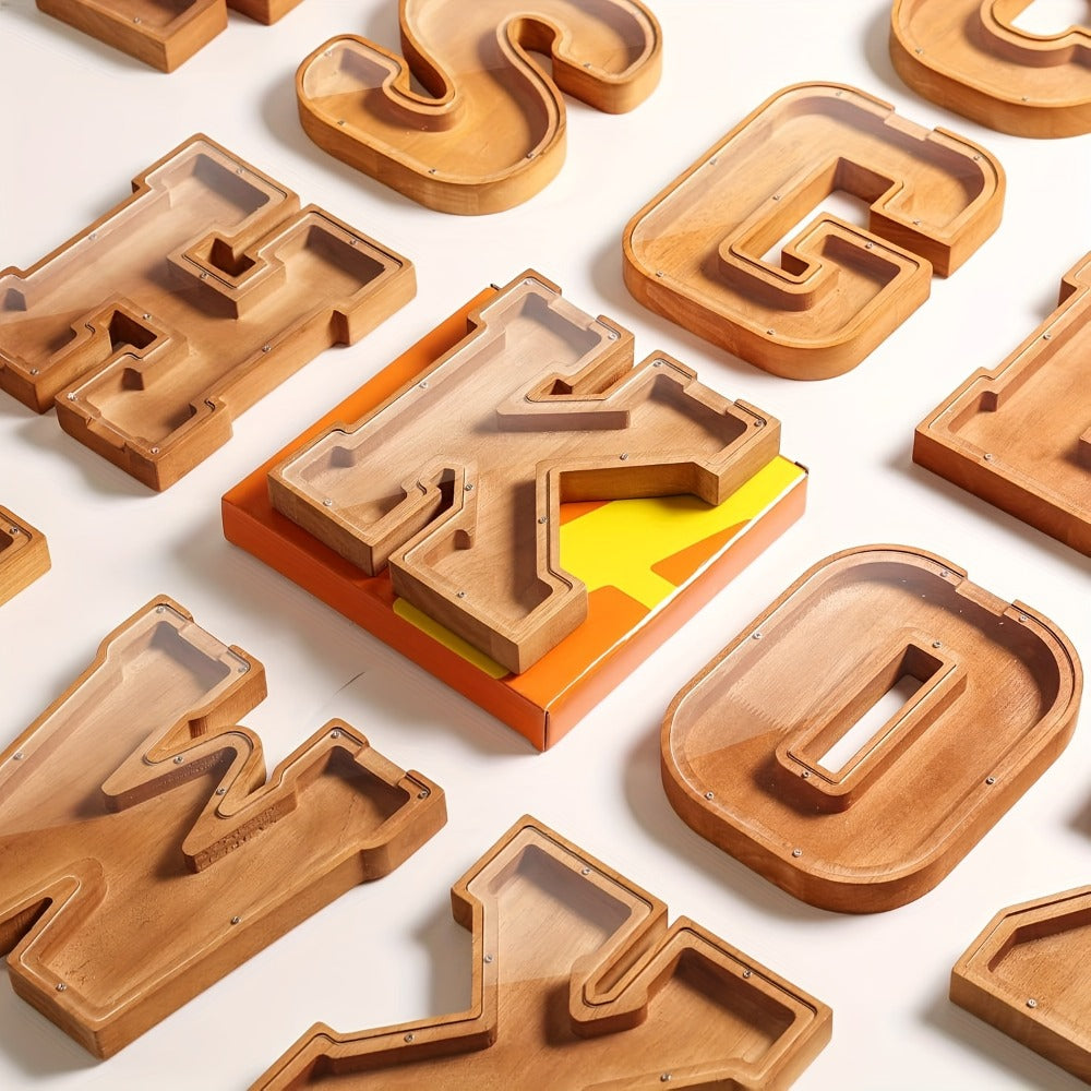 Wooden Letter Penny Bank – Alphabet Coin Bank Savings Box for Kids & Adults, Personalized Money Bank Birthday Gift — image 9