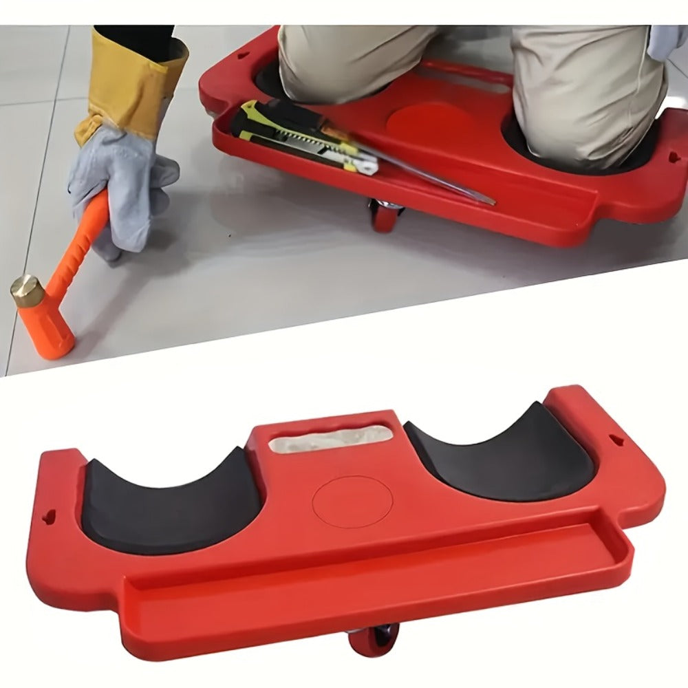 Rolling Knee Creeper Pad with Built-In Tool Tray – ABS High-Impact Frame, Cushioned Kneeling Pad for Car Repairs, Carpentry &