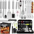 Griddle Tool Set 34 Piece 304 Stainless Steel Flat Top Grill Accessories with Spatula, Tongs & Scraper – Teppanyaki BBQ Tools