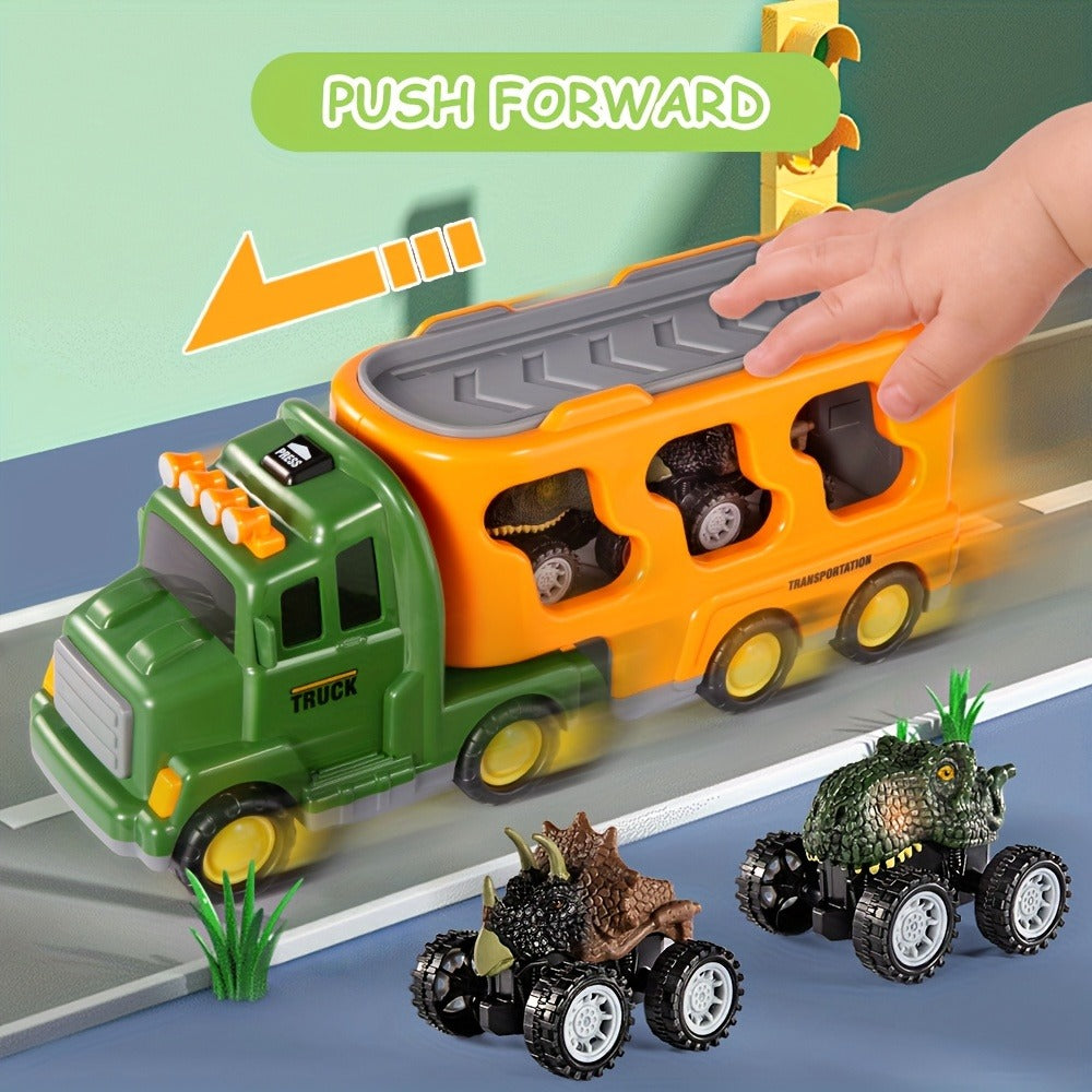 Dinosaur Truck Toy, Push-Action 7-in-1 for Kids Ages 3-5 3 Dino Figures the Listed Color, Size or Set for Everyday Use — imag