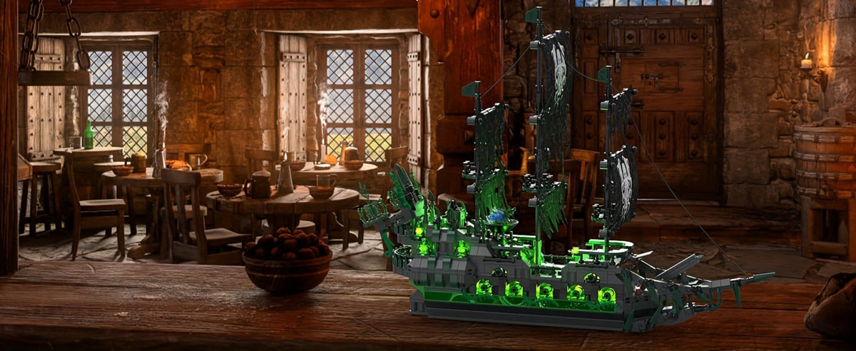 Flying Dutchman Pirate Ship Building Blocks Ghost Ship Model 40001 with LED Lights, Adult Teen Collector Construction Kit — i