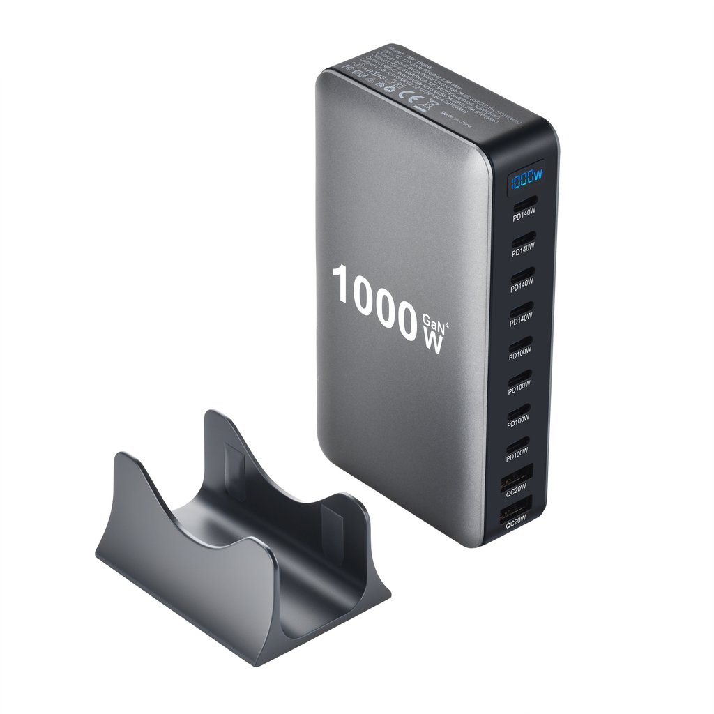 GaN Charging Station 1000W GaN3 10-Port USB-C Fast Charger for Laptops Tablets Smartphones for an Everyday Personal Care Rout