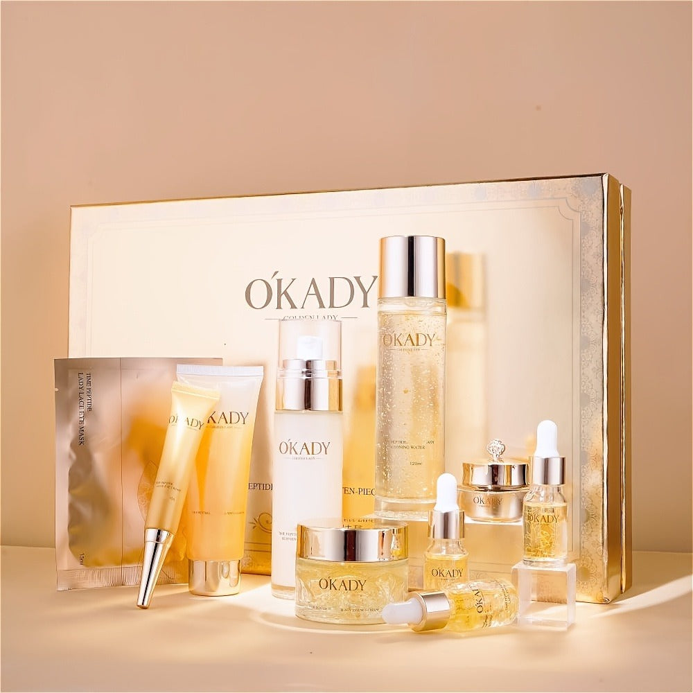 Skin Care Set for Women 24K Gold Polypeptide Complete Day & Night Routine Peptide Face Care Kit All Skin Types Luxury Gift Se
