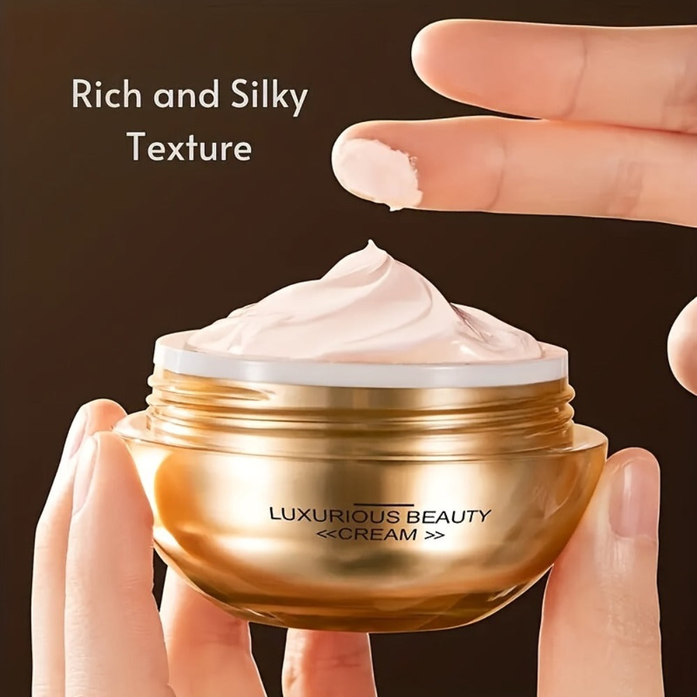 Face Cream Ganoderma Cordyceps Formula with Hyaluronic Acid, Glycerin and Golden-Tone Bottle — image 4