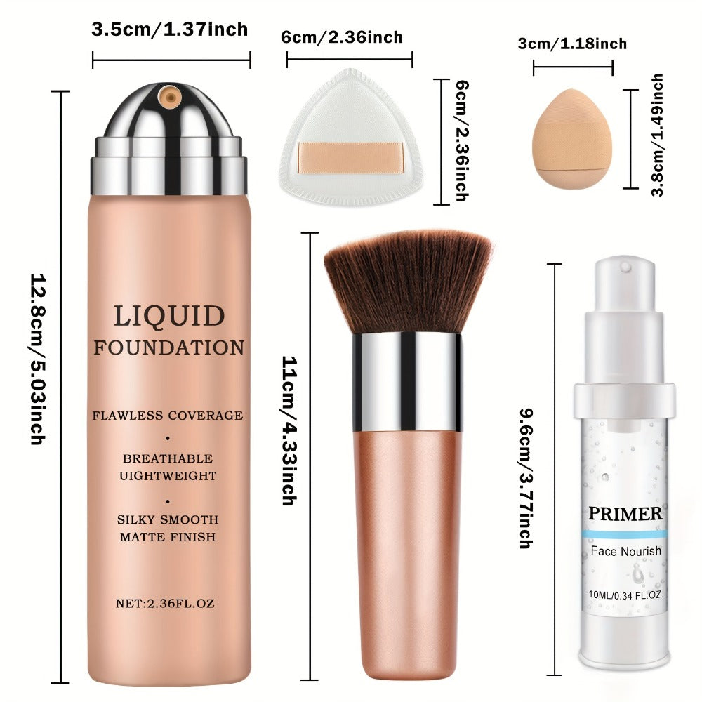 Three-Piece Spray Foundation, Face Primer and Brush Set with 70ml/40ml Bottles in Three Shades — image 5