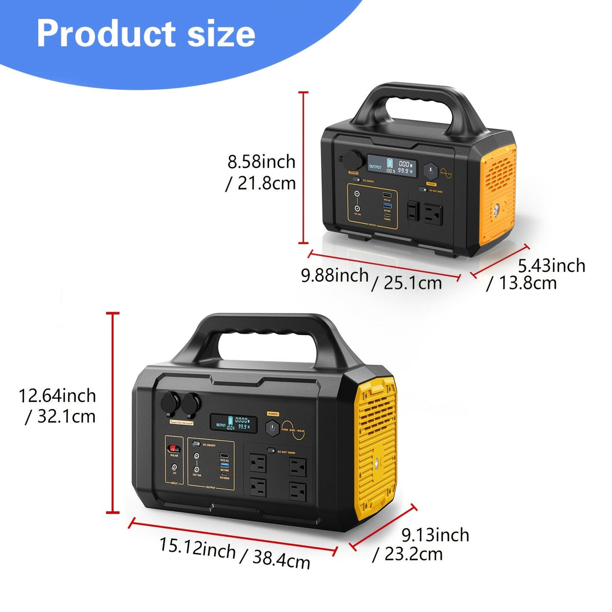 Portable Power Station 299Wh 300W or 1024Wh 1000W with AC, DC, USB Outputs and LED Lighting — image 6