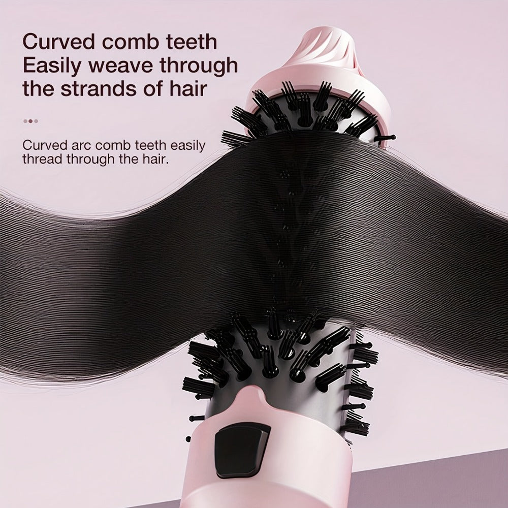 2-in-1 Hot Air Brush Straightener & Curler with Negative Ion Technology, Frizz-Free Blowout Brush with Adjustable Temp Contro
