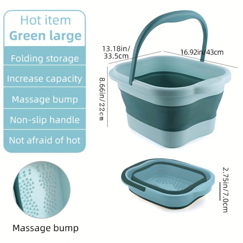 Foldable Foot Bath Bucket 3.96 Gallon Collapsible Portable Pedicure Basin with Sturdy Handle – Space-Saving Foot Soak Tub for