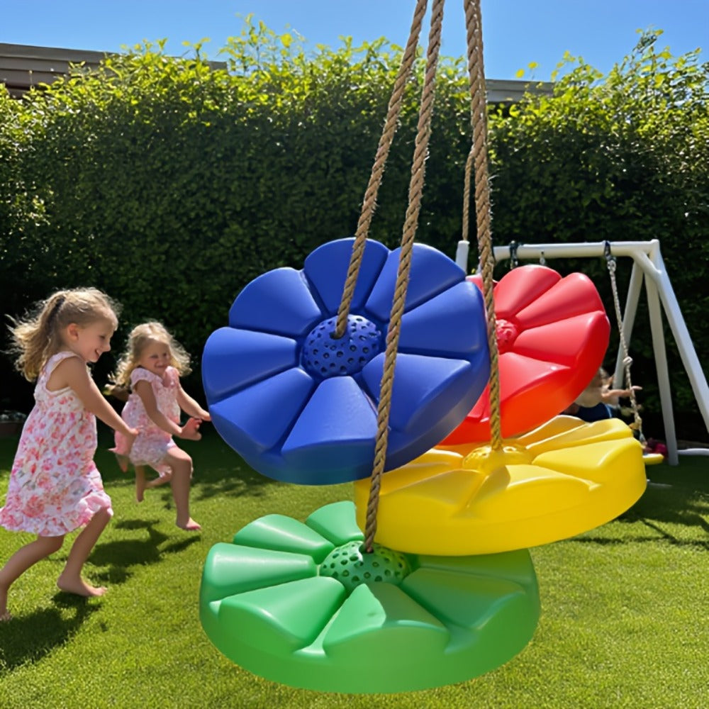 Flower Shaped Outdoor Swing Set 2 Pack Kids Backyard Hanging Swing Seat with the Listed Color, Size or Set Options for Everyd