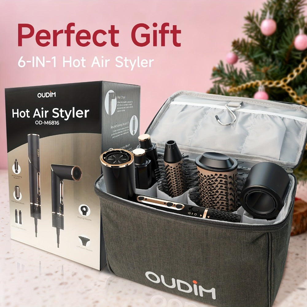 OUDIM 6-in-1 Hot Air Brush Hair Styling Tool with 110, 000 RPM Motor, Foldable Handle and Storage Bag — image 1