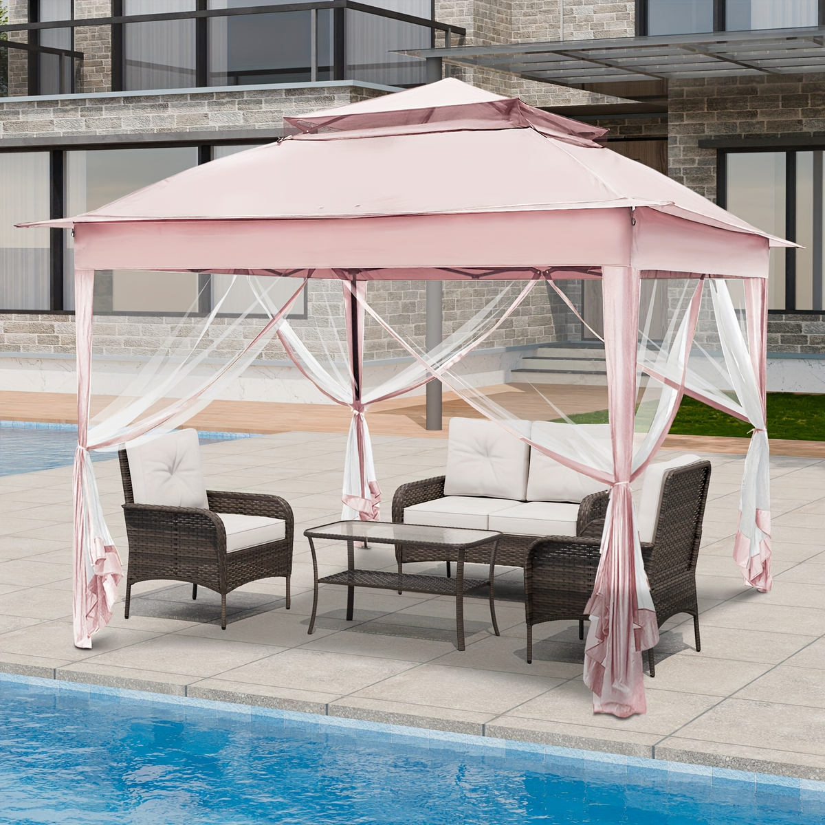 Instant Gazebo Tent 11x11 FT Mosquito Netting No Assembly Required for Garden, Yard and Pest Management — image 28