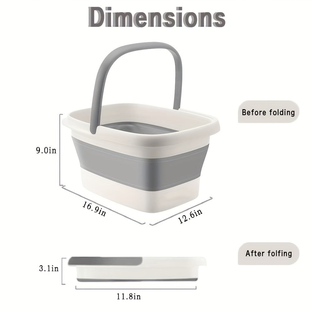 Foldable Foot Bath Bucket 3.96 Gallon Collapsible Portable Pedicure Basin with Sturdy Handle – Space-Saving Foot Soak Tub for