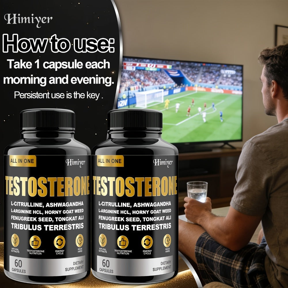 Male Testosterone Support Capsules with Maca Root, Epimedium, L-Citrulline & Ashwagandha, Men's Vitality — image 9