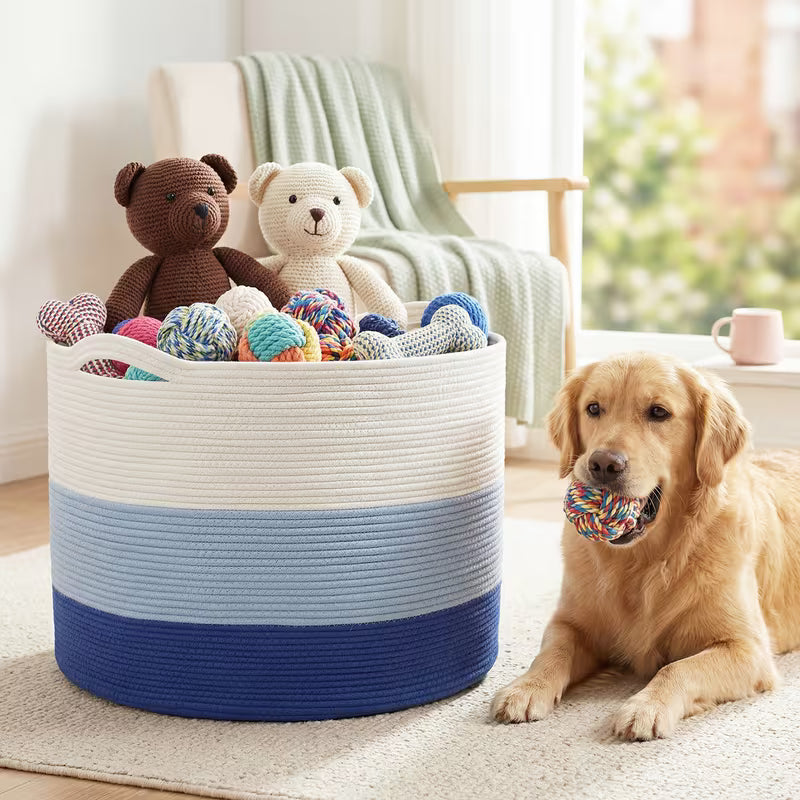 Extra Large Blanket Basket with Multi-Tone Storage Design